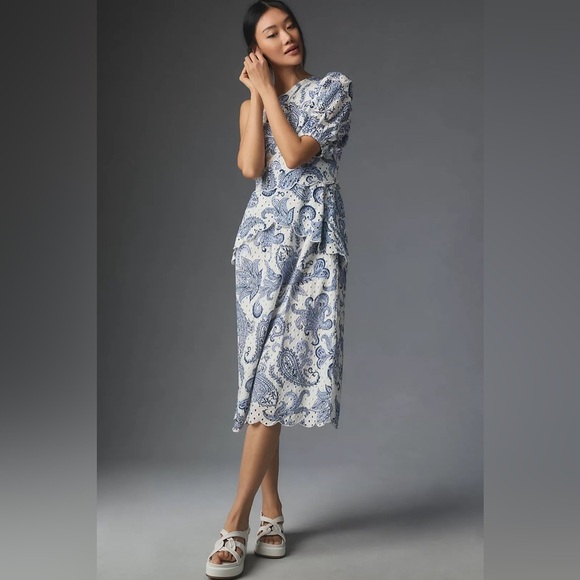 Farm Rio One-Shoulder Eyelet Midi Dress 🩵 - Picture 4 of 11